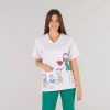 BLUSA CASACA SANITARIA UNISEX MOTIVOS ESTAMPADOS MICROFIBRA